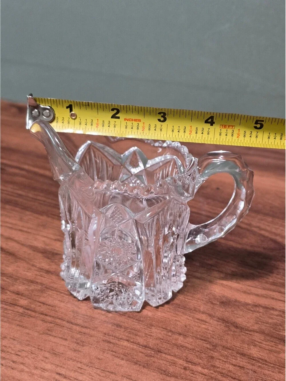 Vintage Imperial Glass Nucut 212 Clear Cut Glass Creamer Pitcher